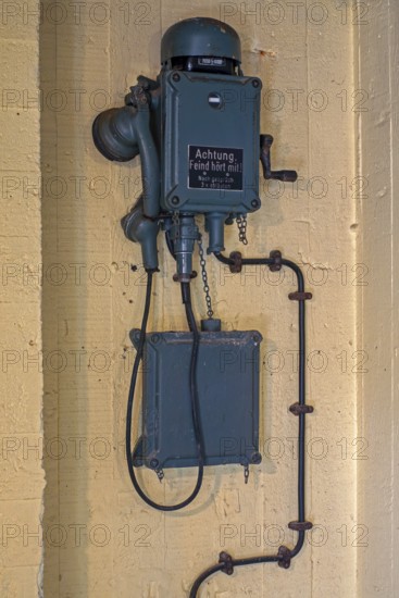 German WWII telephone in bunker at WW2 Saltzwedel-neu Battery, Raversyde Atlantikwall, Atlantic Wall, Raversijde, West Flanders, Belgium