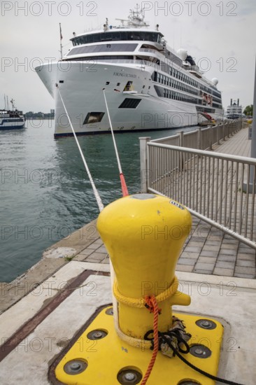 Detroit, Michigan - The Viking Octantis luxury cruise ship docked in Detroit during a cruise through the Great Lakes
