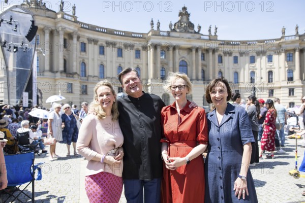 Sarah Wedl-Wilson (Senator for Culture), Christian Thielemann (Conductor and General Music Director Staatsoper Berlin), Nina Englert (BMW Berlin) and Elisabeth Sobotka (Artistic Director) pose for a group photo in front of the Staatsoper fÃ¼r alle, a free open-air concert with conductor Christian Thielemann and the Staatskapelle Berlin on Berlin's Bebelplatz, Berlin, 22 June 2025