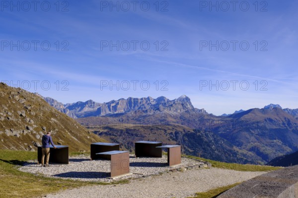 Totenburg, German war graves cemetery, memorial, Pordoi Pass, Pordoi Pass, Dolomites, Veneto, Italy