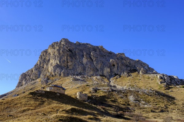 Chapel on the Pordoi Pass, Pordoi Pass, Veneto, Dolomites, Italy