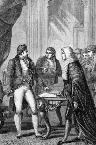 The installation of the Prince of Wales (later George IV) as Prince Regent after his father's relapse into insanity in 1811, England, digital reproduction of a historical original