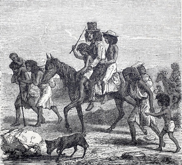 Indians from California on migration, around 1850, America, digitally enhanced reproduction of a 19th century original, historical, exact date unknown