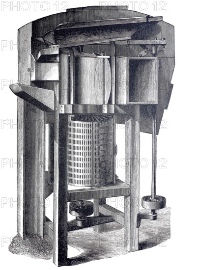Milling, mill, husking machine for grain by Boerde & Company, digitally improved reproduction of a 19th century model, historical, exact date unknown
