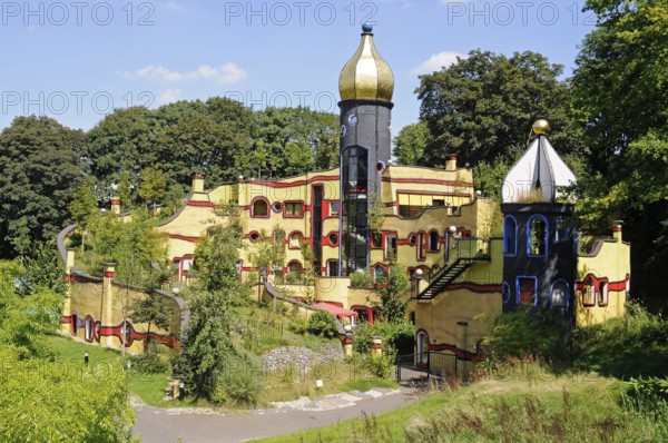 Ronald McDonald House, Grugapark, Essen, Ruhr Area, North Rhine-Westphalia, Germany, Hundertwasser House, McDonald's Kinderhilfe/Ronald-McDonald-Haus, Grugapark, Essen, Ruhrgebiet, Nordrhein-Westfalen, Deutschland, Hundertwasser-Haus, McDonald's Kinderhilfe