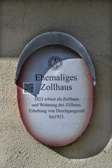 Information board at the former customs house, Lauf an der Pegnitz, Middle Franconia, Bavaria, Germany