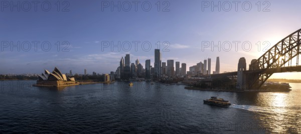 Australia Sydney downtown skyline panorama and financial business center cityscape near Opera House