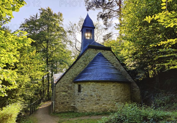 Chapel at the Rhöndorfer Waldfriedhof where Konrad Adenauer is also buried, Bad Honnef, Rhineland, North Rhine-Westphalia, Germany