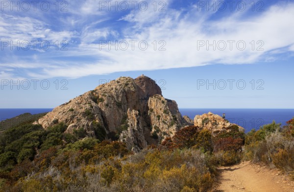 Bizarre rock formations on Capo Rosso, Piana, Corse-du-Sud department, west coast, Corsica, Mediterranean, France