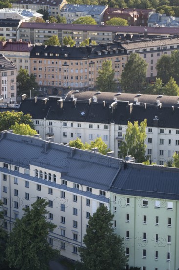 View of residential area with rental houses from the Olympic Stadium tower, Helsinki, Finland