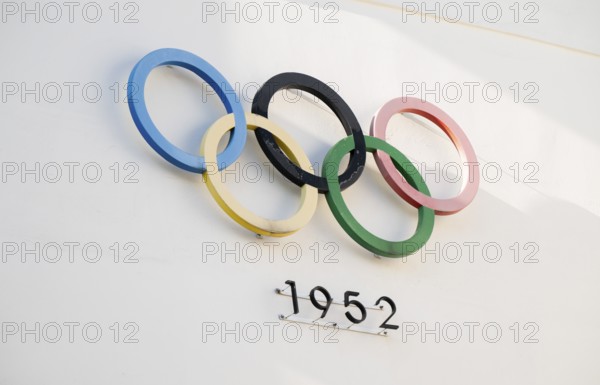 Olympic Rings 1952, Olympic Stadium or Finnish Olympic Stadium, architects Yrjö Lindegren and Toivo Jäntti, Helsinki, Finland