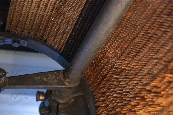 Detail historical machine for making matches, Tändsticksmuseet match museum or match museum, Jönköping, Jönköpings län, Sweden