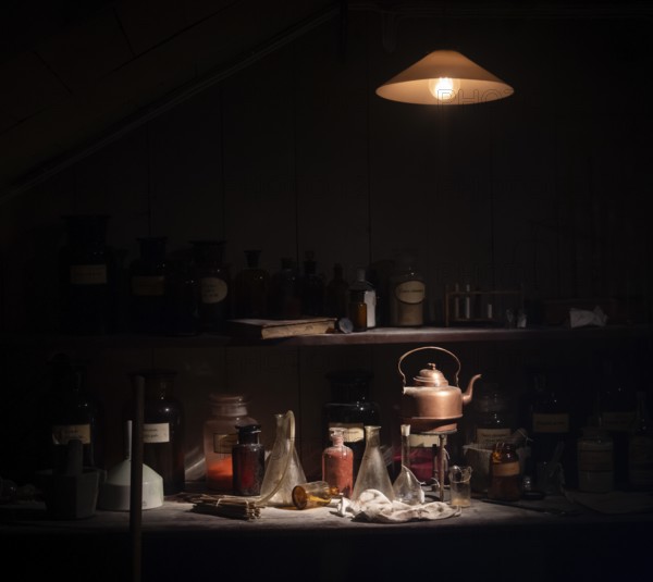 Historical chemistry laboratory, Tändsticksmuseet match museum or match museum, Jönköping, Jönköpings län, Sweden