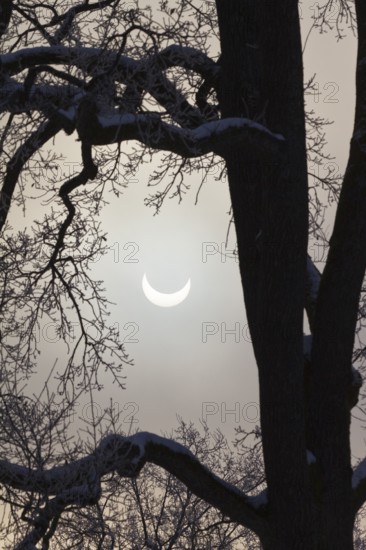 Partial solar eclipse on 01/04/2011, Baum, Penzberg, Upper Bavaria, Germany, Europe/Partial Solar Eclipse on 01/04/2011, Upper Bavaria, Europe
