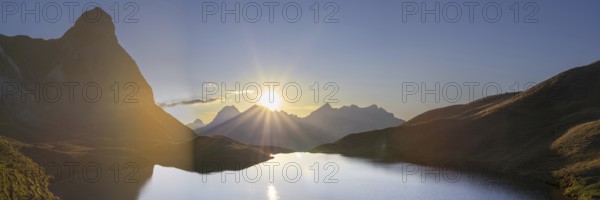 Sunset at Rappensee, behind Kleiner Rappenkopf, 2276m, Allgäu Alps, Allgäu, Bavaria, Germany