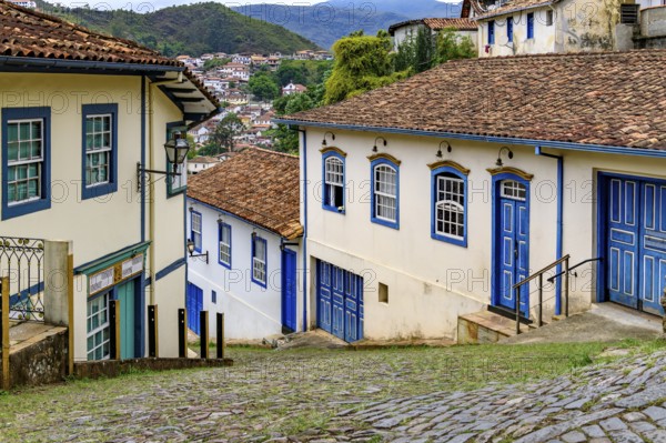Streets, houses and slopes of the historic city of Ouro Preto in Minas Gerais, Ouro Preto, Minas Gerais, Brazil