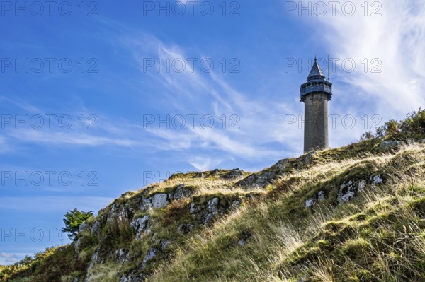 Waterloo Monument over Scottish fields and farms, Jedburgh, Scotland, UK