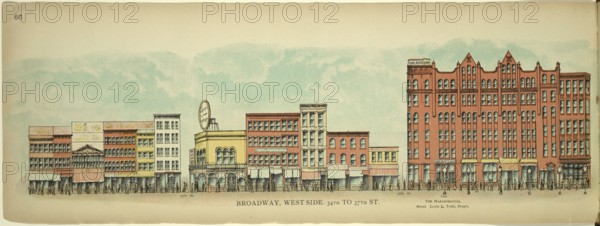 Broadway, West Side, 34th to 37th Street, New York, Manhattan, America, USA, historic, authentic, digitally restored reproduction from an original from 1899, published by Mail & Express, exact date of presentation unknown