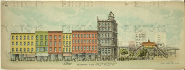 Broadway, West Side, 31th to 34th Street, New York, Manhattan, America, USA, historic, authentic, digitally restored reproduction from an original from 1899, published by Mail & Express, exact date of presentation unknown