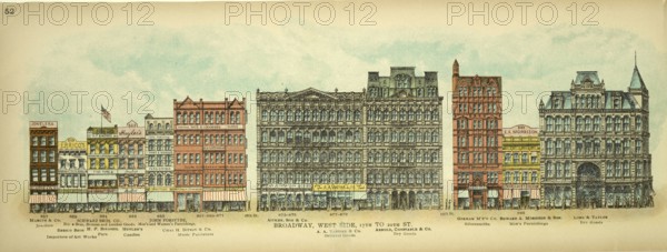 Broadway, West Side, 17th to 20th Street, New York, Manhattan, America, USA, historic, authentic, digitally restored reproduction from an original from 1899, published by Mail & Express, exact date of presentation unknown