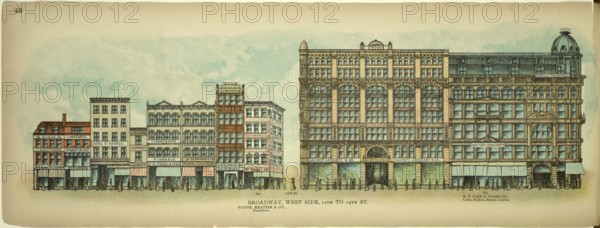Broadway, West Side, 12th to 14th Street, New York, Manhattan, America, USA, historic, authentic, digitally restored reproduction from an original from 1899, published by Mail & Express, exact date of presentation unknown