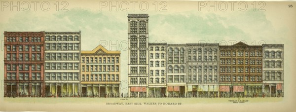 Broadway, East Side, Walker to Howard Street, New York, Manhattan, America, USA, historical, authentic, digitally restored reproduction from an original from 1899, published by Mail & Express, exact date of presentation unknown