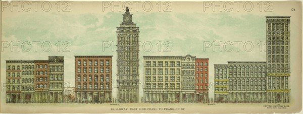 Broadway, East Side, Pearl to Franklin Street, New York, Manhattan, America, USA, historic, authentic, digitally restored reproduction from an original from 1899, published by Mail & Express, exact date of presentation unknown