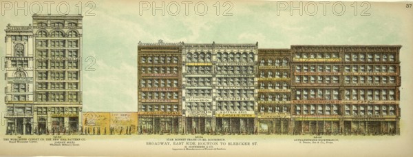 Broadway, East Side, Houston to Bleecker Street, New York, Manhattan, America, USA, historic, authentic, digitally restored reproduction from an original from 1899, published by Mail & Express, exact date of presentation unknown