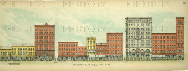 Broadway, East Side, 31th to 34th Street, New York, Manhattan, America, USA, historic, authentic, digitally restored reproduction from an original from 1899, published by Mail & Express, exact date of presentation unknown