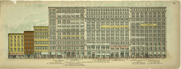 Broadway, East Side, Prince to Houston Street, New York, Manhattan, America, USA, historic, authentic, digitally restored reproduction from an original from 1899, published by Mail & Express, exact date of presentation unknown