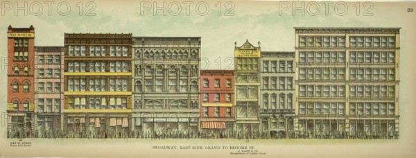 Broadway, East Side, Grand to Broome Street, New York, Manhattan, America, USA, historic, authentic, digitally restored reproduction from an original from 1899, published by Mail & Express, exact date of presentation unknown