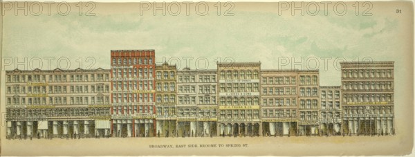 Broadway, East Side, Broome to Spring Street, New York, Manhattan, America, USA, historic, authentic, digitally restored reproduction from an original from 1899, published by Mail & Express, exact date of presentation unknown