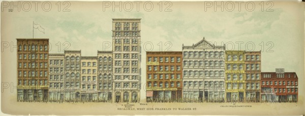Broadway, West Side, Franklin to Walker Street, New York, Manhattan, America, USA, historic, authentic, digitally restored reproduction from an original from 1899, published by Mail & Express, exact date of presentation unknown