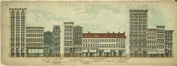 Broadway, West Side, Chambers to Thomas Street, New York, Manhattan, America, USA, historic, authentic, digitally restored reproduction from an original from 1899, published by Mail & Express, exact date of presentation unknown