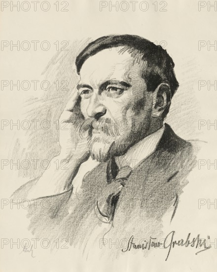 Stanislaw Grabski, (born on 5 April 1871, died on 6 May 1949) Polish statesman, politician, economist, political writer. May 1949) Polish statesman, politician, economist, political writer, member of the Council of the Non-Party Union and the Polish National Committee, in the Second Polish Republic Chairman of the Main Board of the People's and National Union (1919-1923) and Member of the Legislative Sejm and the Sejm of the first legislative period, Historical, authentic, digitally restored reproduction from an original from around 1919, exact date of depiction unknown