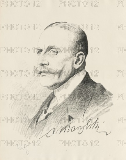 Antoni Eustachy Marylski-Luszczewski of the Ostoja coat of arms (born 7 March 1865, died 27 May 1932), Polish landowner, historian, publicist, political activist, member of the Legislative Sejm and of the first legislature of the Second Polish Republic on behalf of the People's and National Union, Historical, authentic, digitally restored reproduction from an original from around 1919, exact date of depiction unknown
