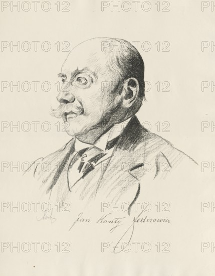 Jan Kanty Federowicz (born 6 August 1858 in Krakow, died 13 July 1924 in Krakow) Polish local politician, President of Krakow, Member of the Legislative Sejm in the Second Polish Republic, merchant, Historical, authentic, digitally restored reproduction from a model from around 1919, exact date of depiction unknown