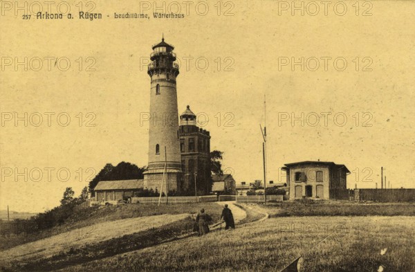 Lighthouses, Arkona on the island of Rügen, Mecklenburg-Vorpommern, Germany, postcard, view around 1900 - 1910, historical, digital reproduction of a historical postcard, authentic, public domain, from that time, exact date unknown