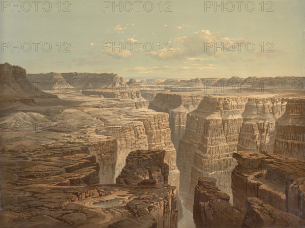 Grand Canyon around 1890, Arizona, America, school picture, authentic reproduction of a school mural, historic, digitally restored reproduction from a 19th century model, exact date of depiction unknown