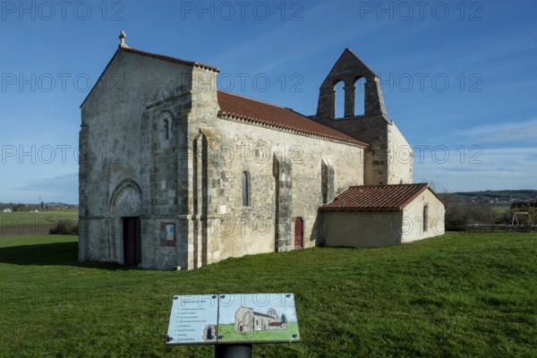 St Andrew's Church, romanesque church of Taxat-Senat. Allier department. Auvergne Rhone Alpes. France. Europe