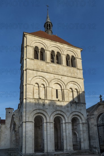 Ebreuil village, Saint-Leger benedictine abbey, abbey church from the 10th century, Allier department, Auvergne-Rhone-Alpes, France, France