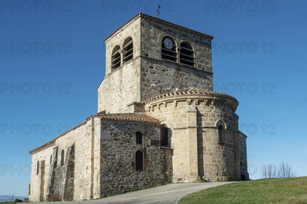 Natural regional park of Livradois Forez. Roman church Saint-Hilaire of Saint-Hilaire village. Haute Loire. Auvergne Rhone Alpes. France