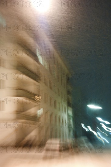 Snowstorm, zoom effect, Munich, Bavaria, Germany