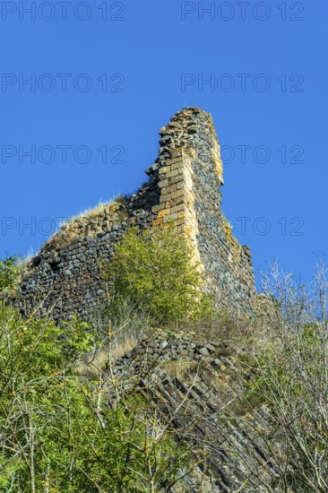 Ruins of medieval castle of Buron. Puy de Dome. Auvergne Rhone Alpes. France