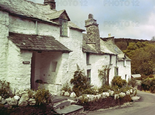 Tinkers Cottage part of historic row of cottages Fore Street, Boscastle, Cornwall, England, UK