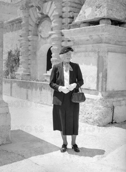 British woman, presumably a Royal Navy officer's wife, HMS Phoenicia shore station, Manoel Island, Malta, Europe, 1957