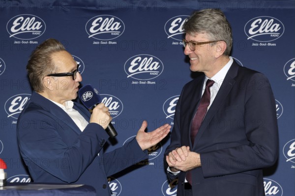 Oliver Dunk and the Federal Government Commissioner for Culture and the Media (BKM) Dr Wolfram Weimer press the red button at 12:00 noon and Ella goes on air. 05.01.2026 at Zig Zag Jazz Club