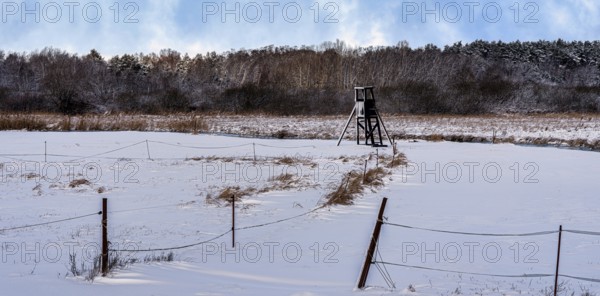 Winter landscape, fields and fields in Berlin Lübars, a village in Berlin Reinickendorf, Germany