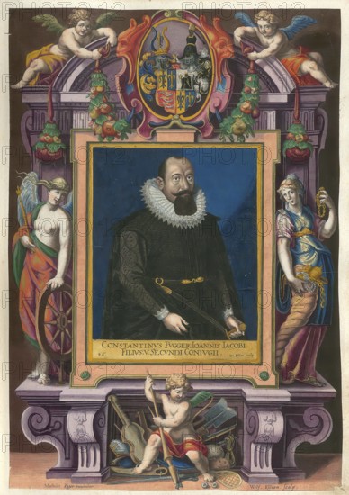 Members of the famous Augsburg Fugger family, Constantine I Baron Fugger (born 1569, died 1627), authentic reproduction from Fuggerorum et Fuggerarum imagines, a collection of coloured engravings made in the late 16th and early 17th century by Dominicus Custos, historical