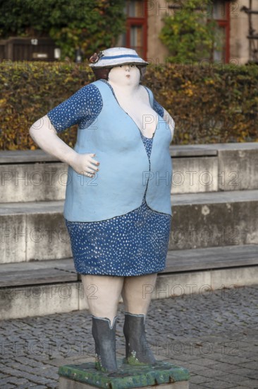 Fountain figure by Chemnitz artist Karl-Heinz Richter 2007, Billinganlage, Fürth, Middle Franconia, Bavaria, Germany